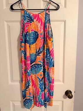 Lilly Pulitzer Pink, Blue and Orange Tropical Dress
